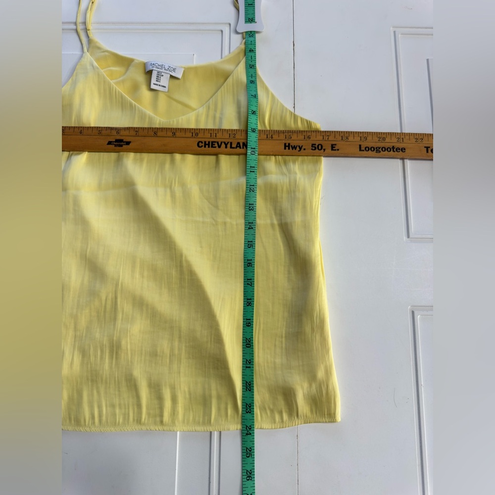 Rachel Zoe Women’s Sz Small Yellow Satin Feel Spaghetti Strap Camisole Tank Top - Picture 4 of 6